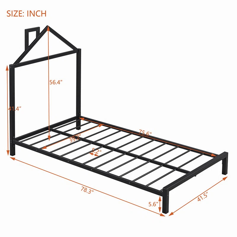 Furnishiaa Metal Platform Single Bed - Furnishiaa -  -